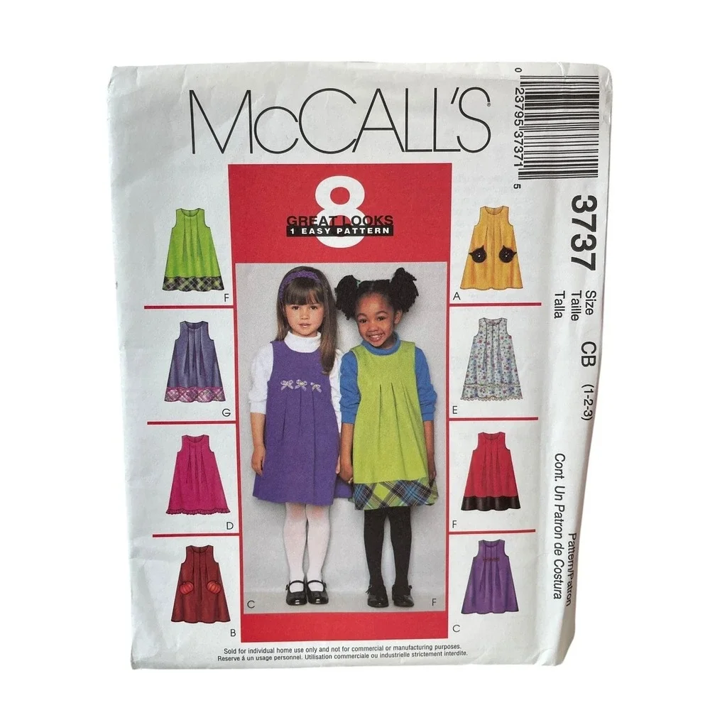 McCALL'S 3737 Toddler & Children's Jumper Sewing Pattern Size 1-3